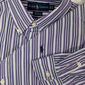 Polo Ralph Lauren Men's 16.5 34/35 Yarmouth Oxford Button Front Striped‎ L/S